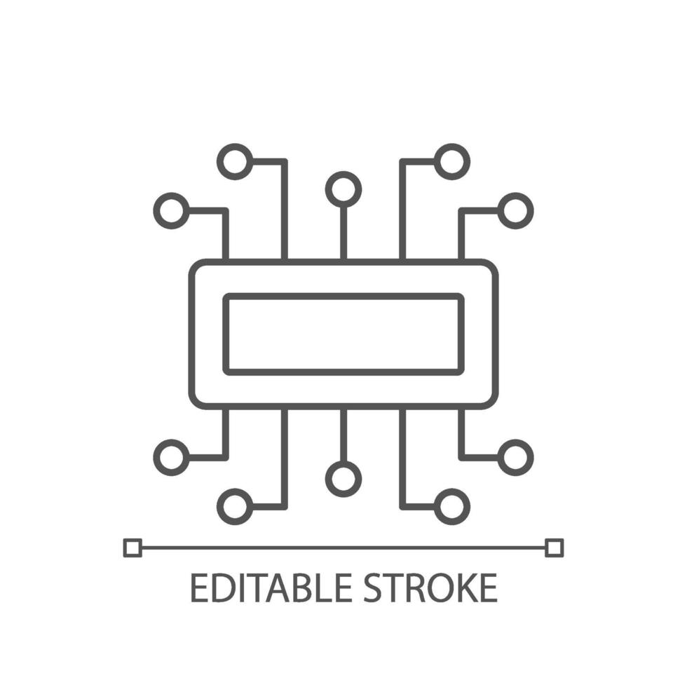 icono lineal de microcontrolador vector