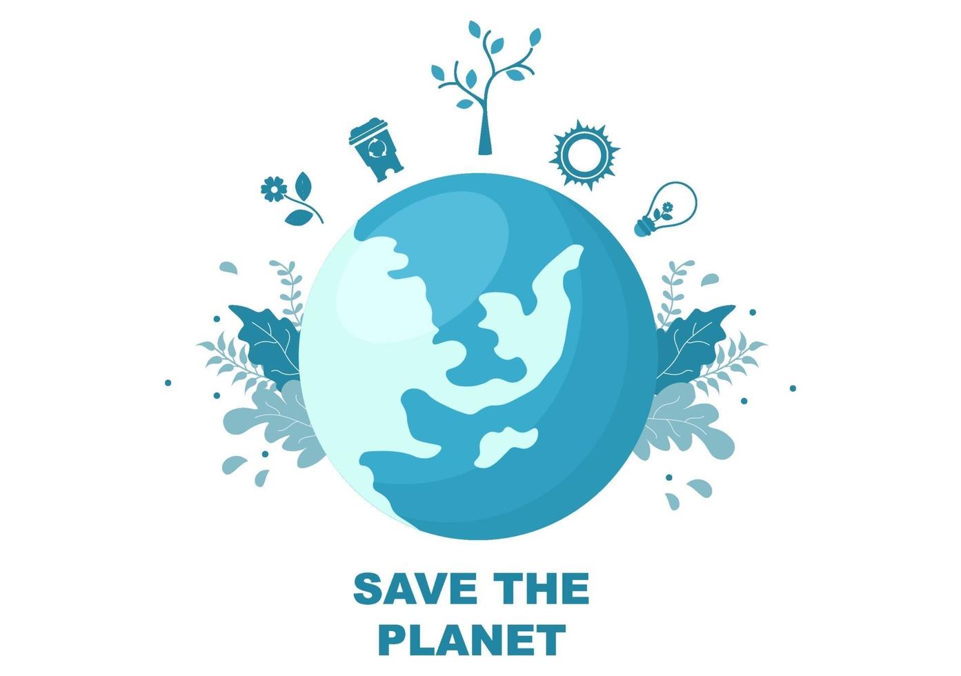 Save Our Planet Earth Illustration To Green Environment With Eco Friendly Concept and Protection From Natural Damage vector