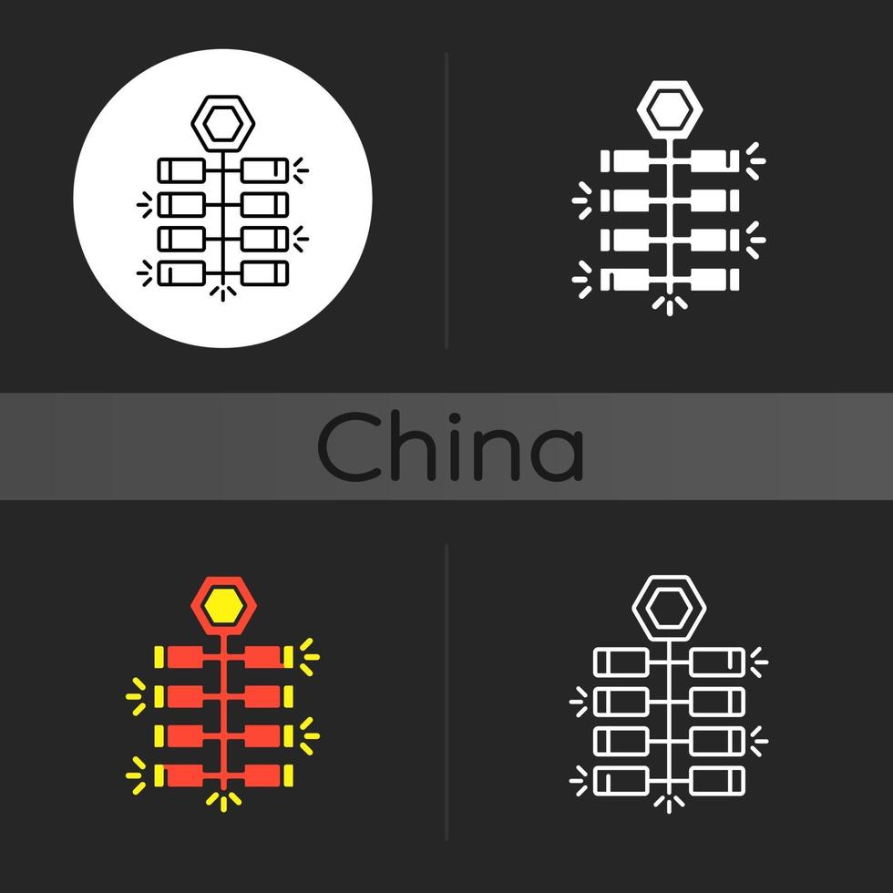 Chinese firecrackers dark theme icon vector