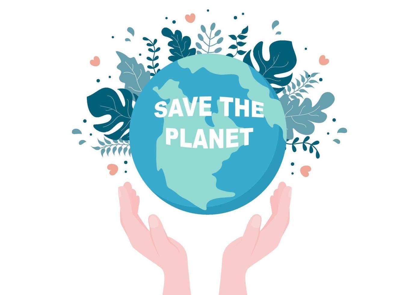 Save Our Planet Earth Illustration To Green Environment With Eco Friendly Concept and Protection From Natural Damage vector