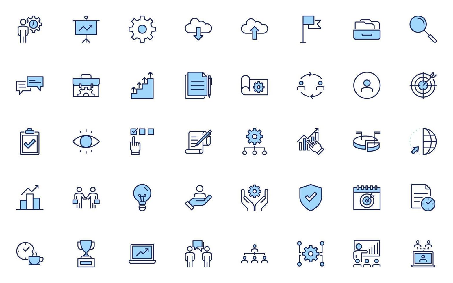 set of office thin line icons vector