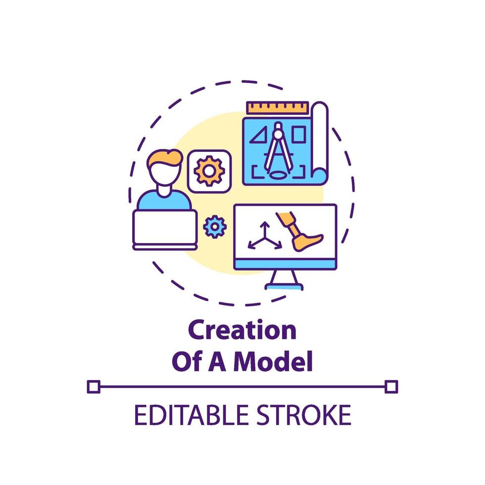 icono de concepto de creación de modelo vector