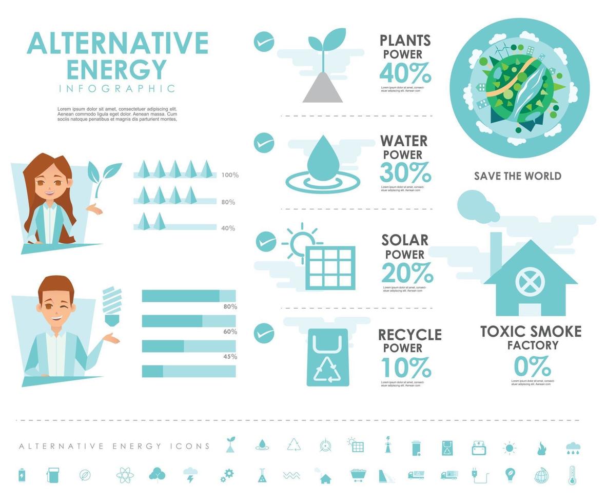 ALTERNATIVE ENERGY INFO GRAPHIC with icons vector design