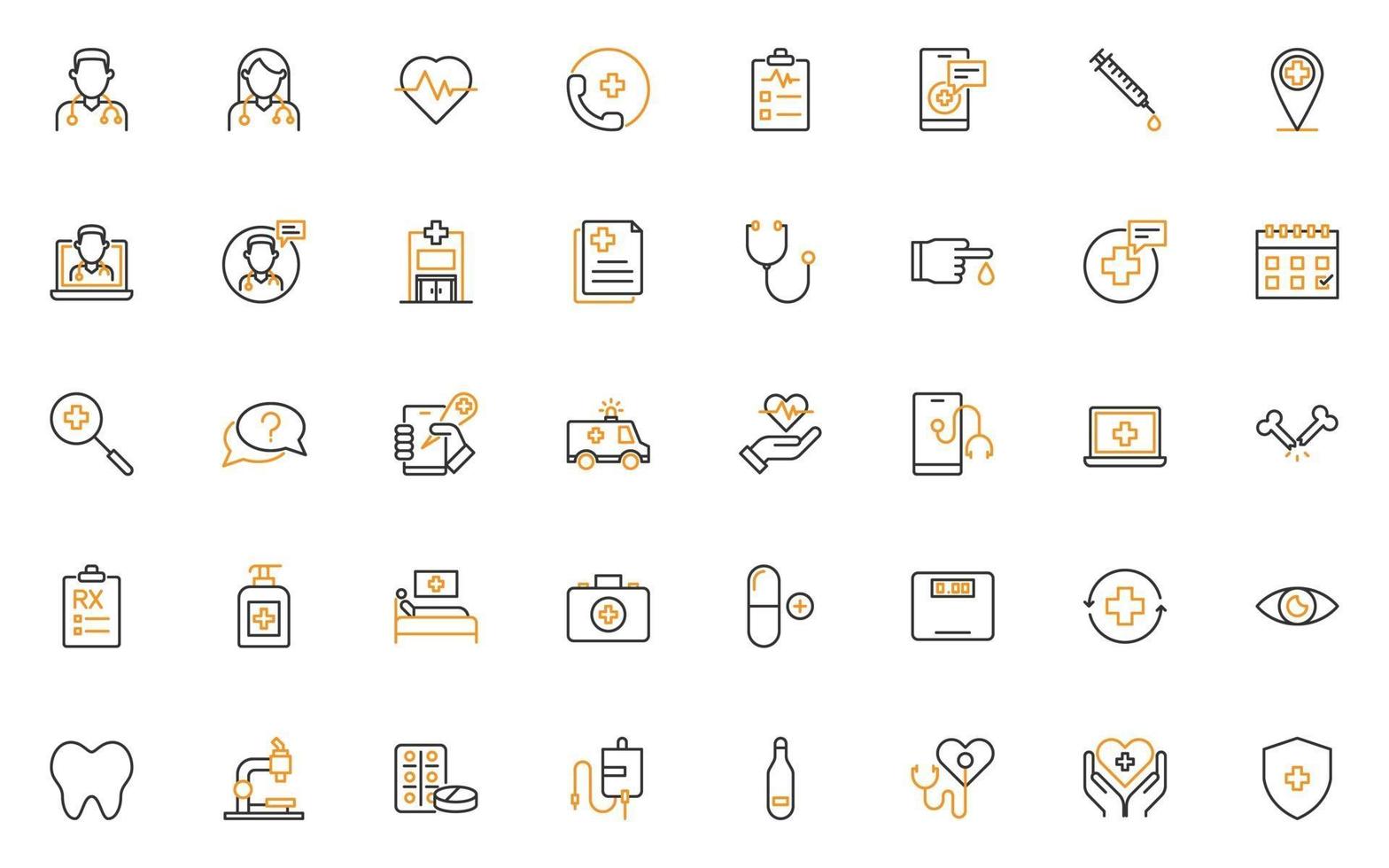 set of health thin line icons vector