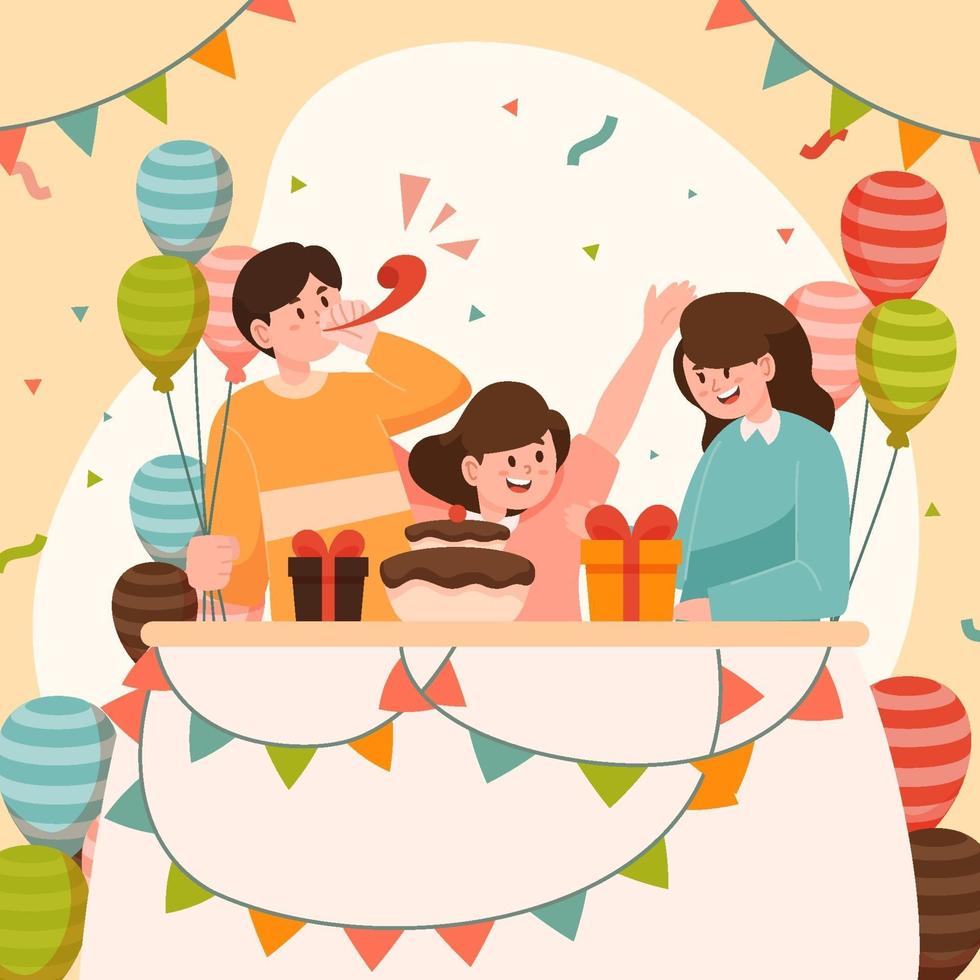 celebración de cumpleaños con concepto de familia vector