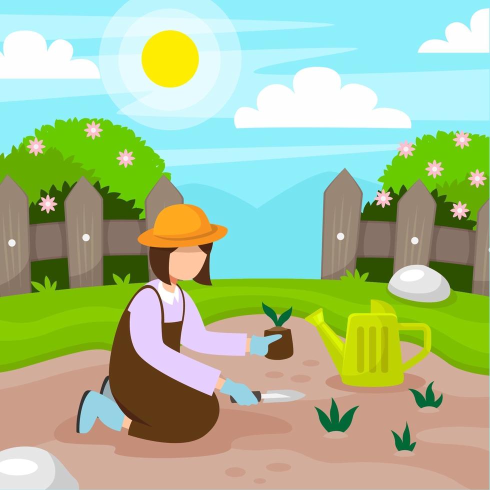 Gardening at Home in Flat Design vector