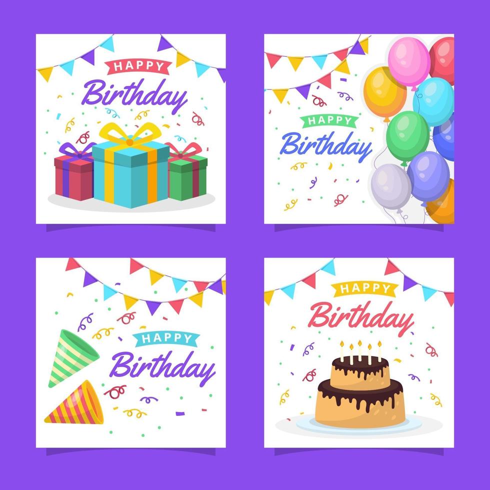 colección de tarjetas de felicitación de feliz cumpleaños vector