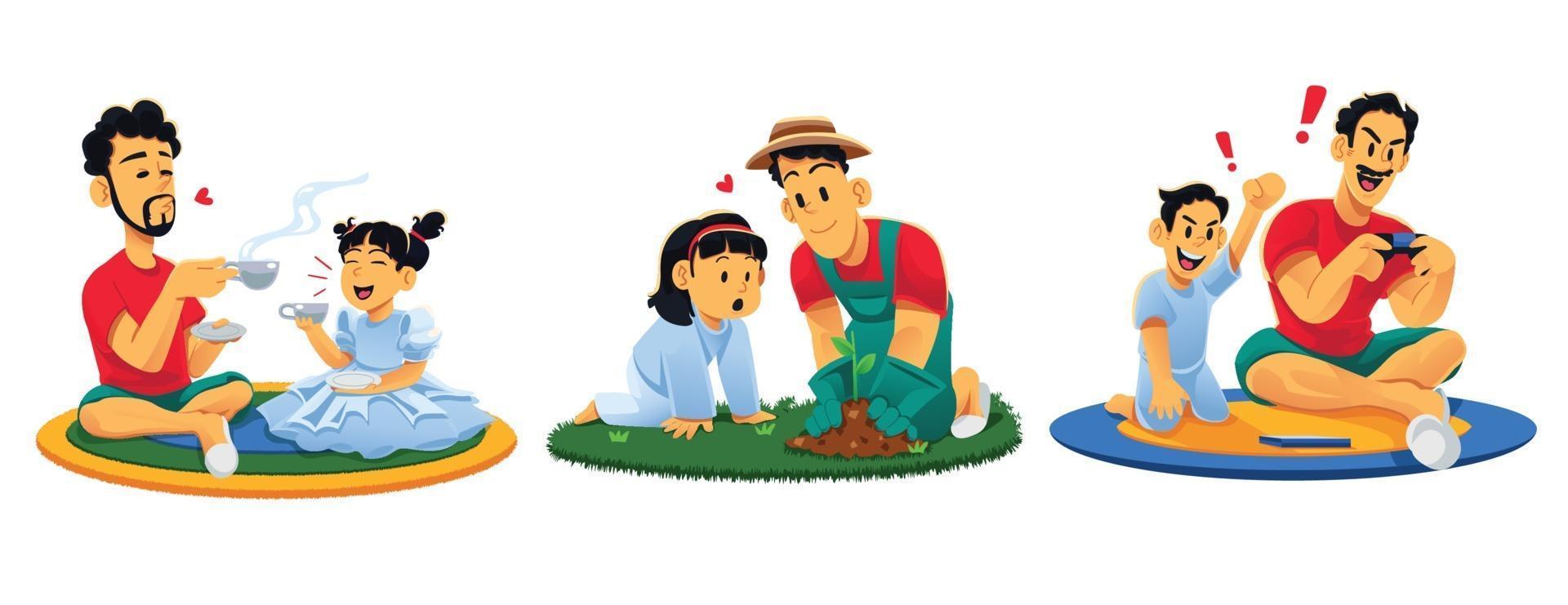 personaje de padre e hijos vector