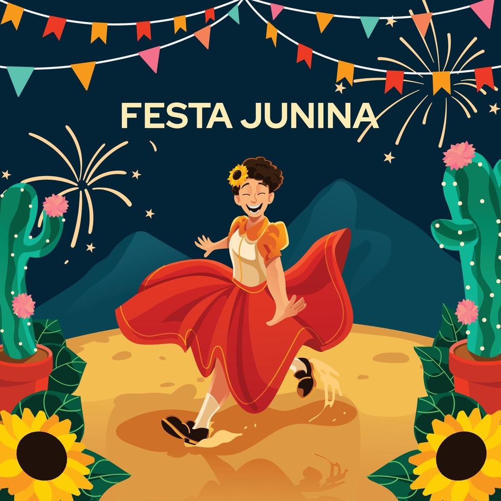 celebración del festival festa junina vector