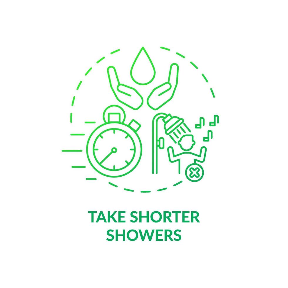 Take shorter showers ideas concept icon vector