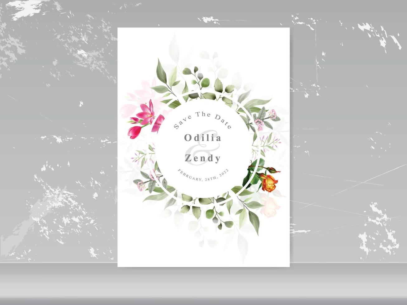 wedding invitation card elegant floral vector