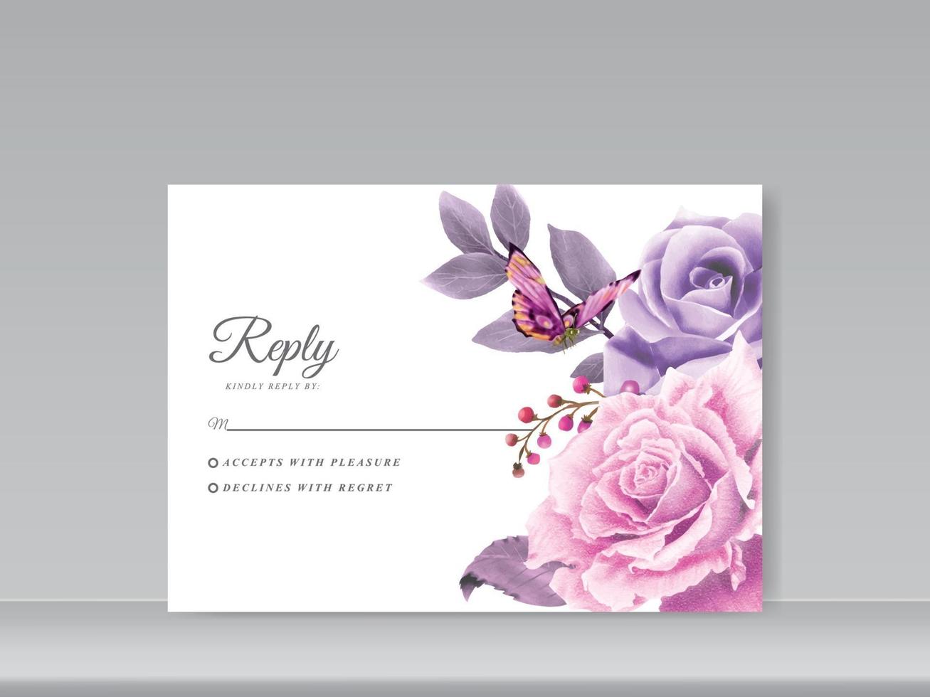 conjunto de tarjetas de invitación de boda hermosa acuarela floral vector