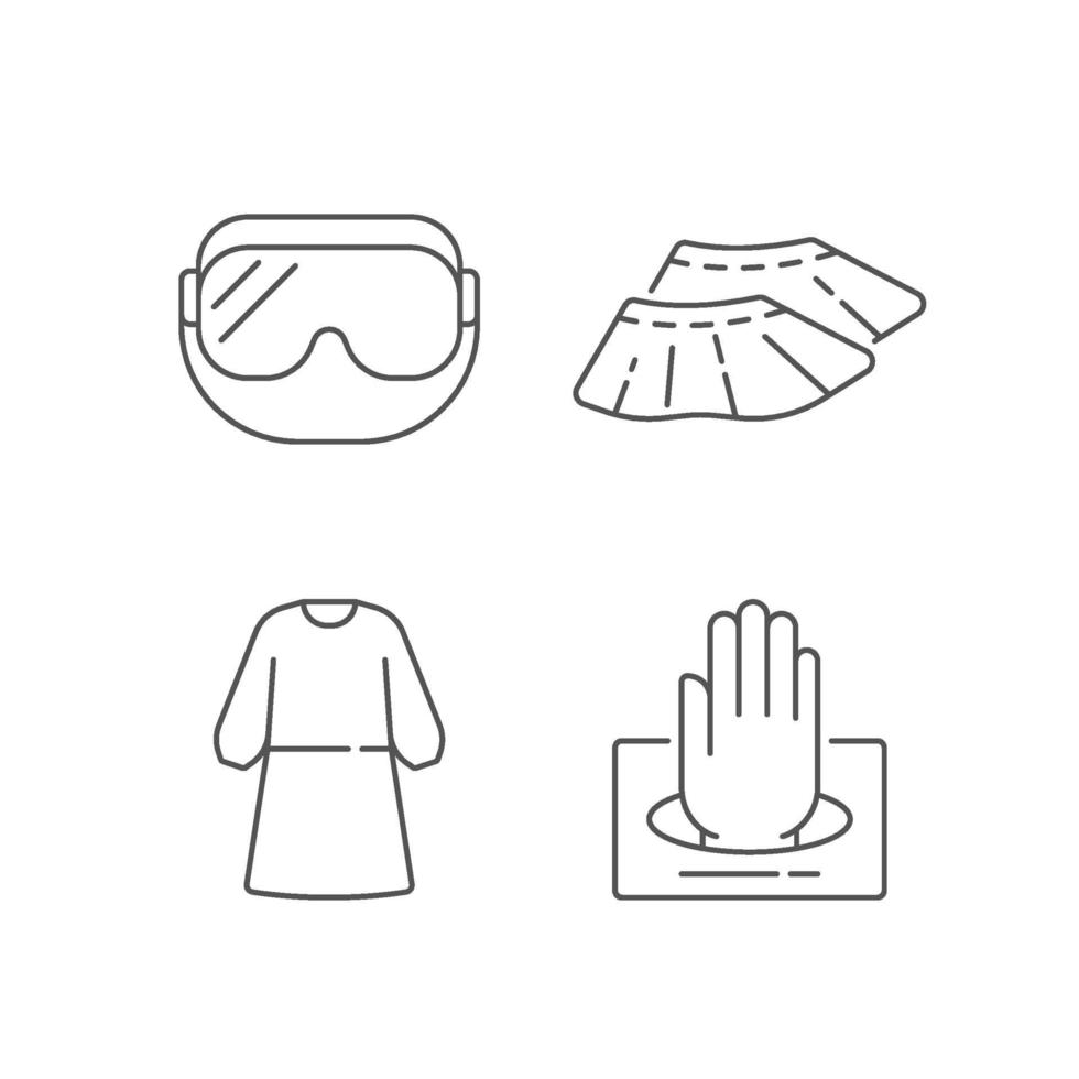 conjunto de iconos lineales de ropa médica desechable vector