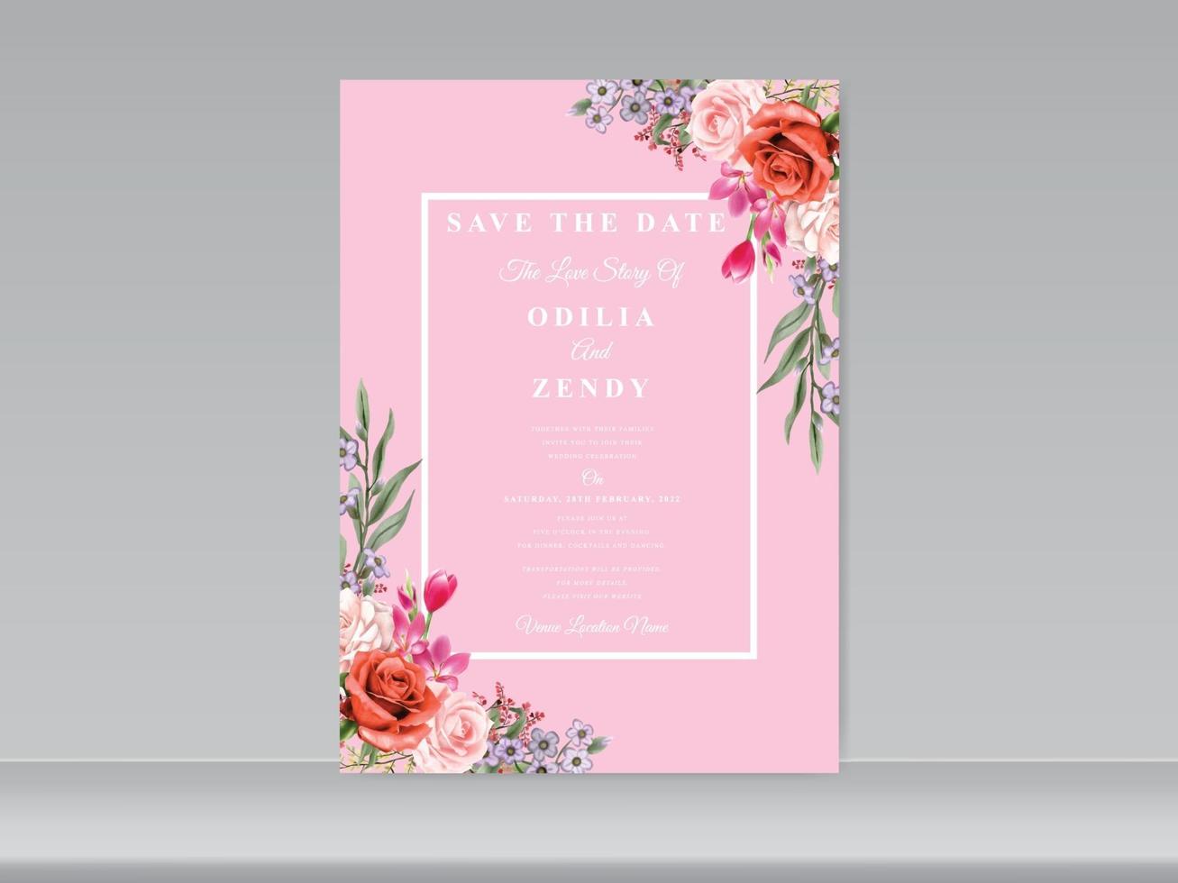 wedding invitation card elegant floral vector