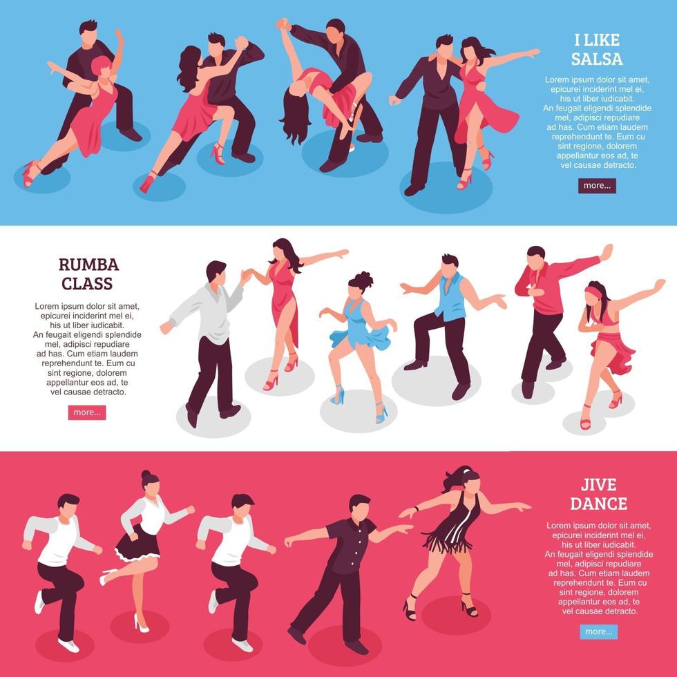 Danza horizontal isométrica banners vector illustration