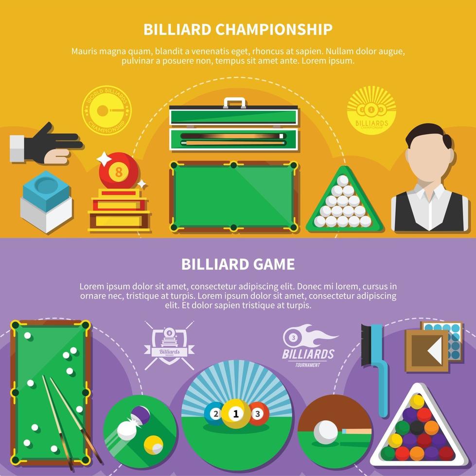 Billiard Game Horizontal Banners vector