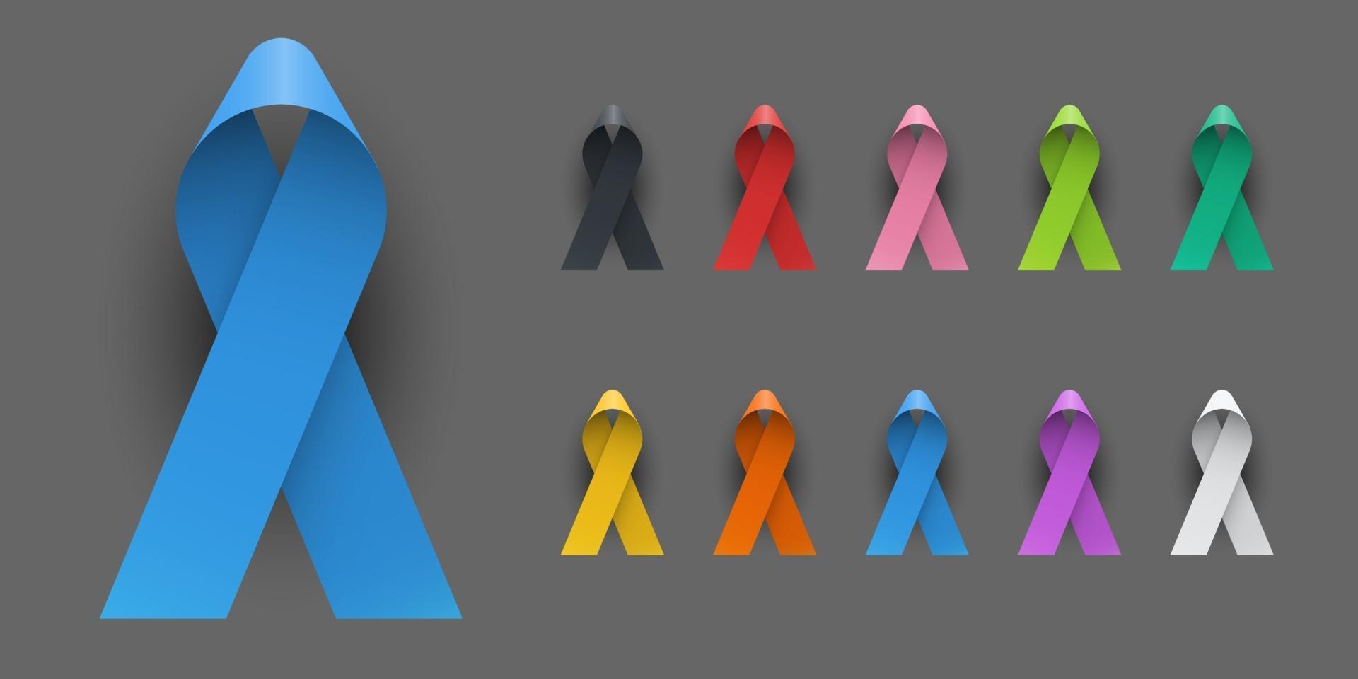 Realistic Colorful Awareness Ribbons vector