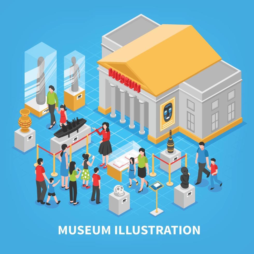 Museum Isometric Composition Vector Illustration