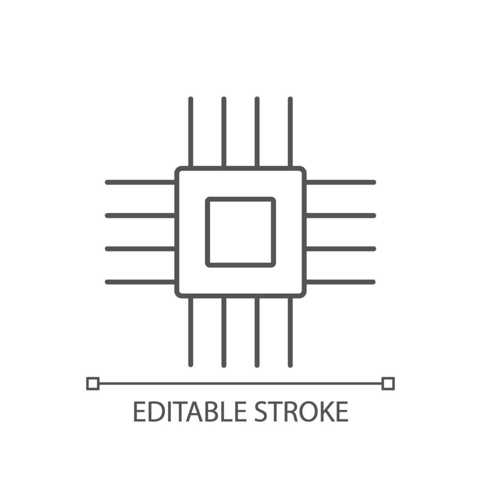 icono lineal de micro partes electrónicas vector