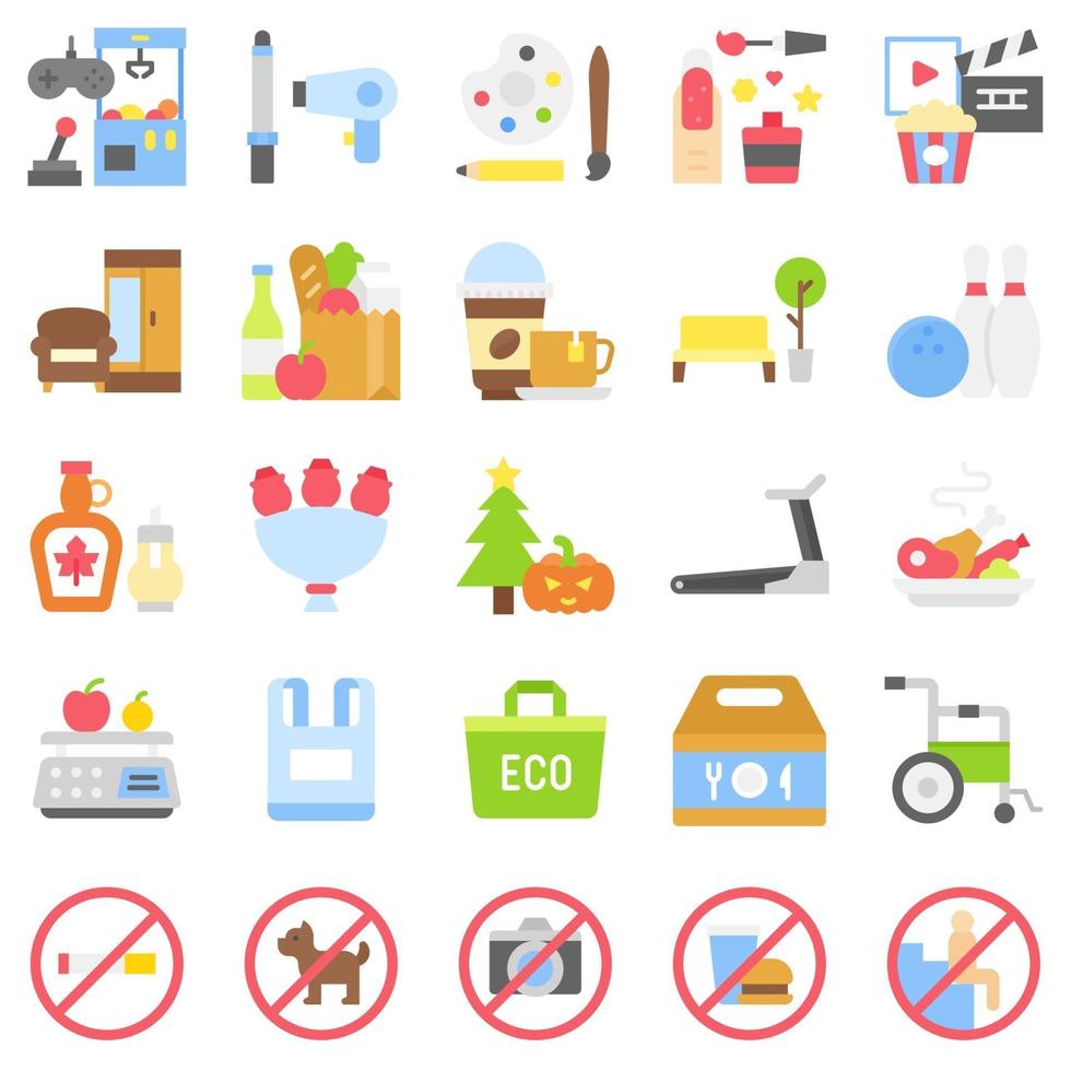Supermarket and Shopping mall related icon set 5 , flat style vector