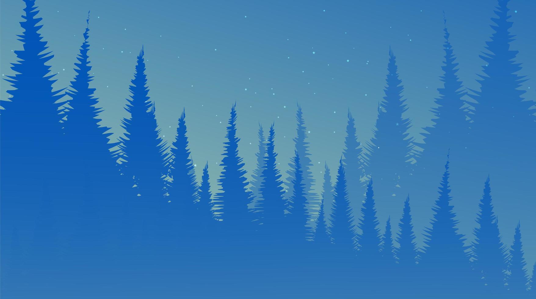 Night landscape background with Pine Forest vector