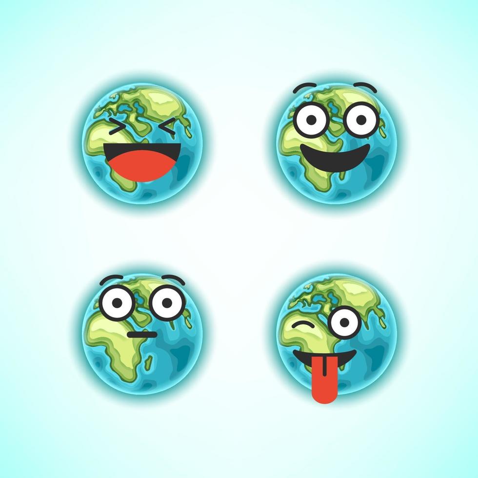 Earth character emoticons vector set