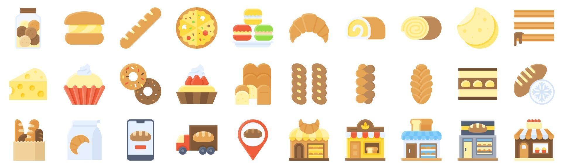 Bakery and baking related flat icon set 5 vector