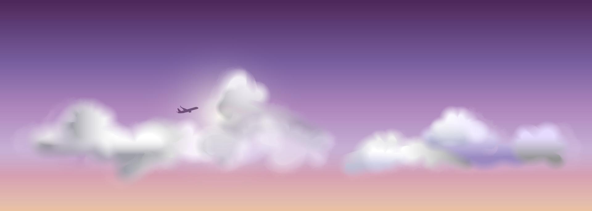las nubes esponjosas con avión vector
