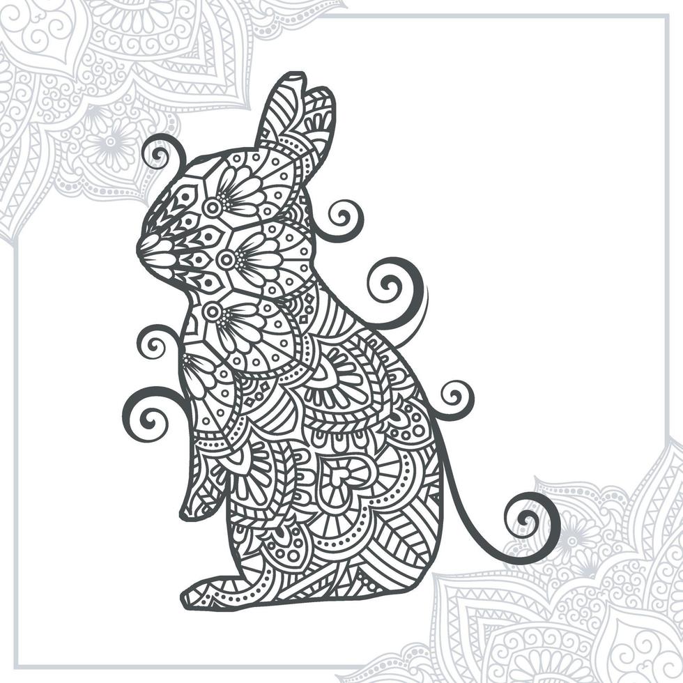 Rabbit Mandala. Vintage decorative elements. Oriental Rabbit Mandala. Vintage decorative elements. Oriental