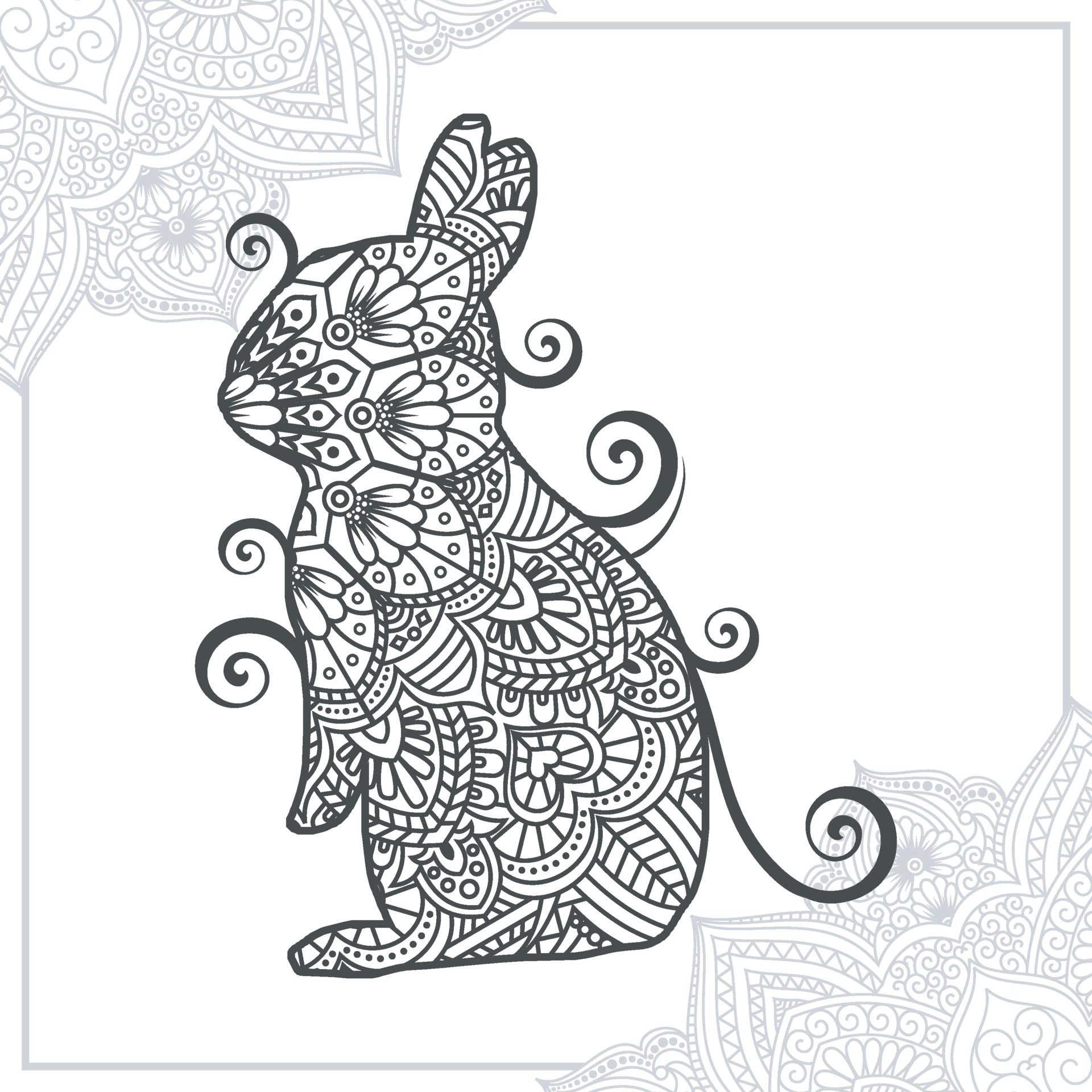 rabbit mandala vintage decorative