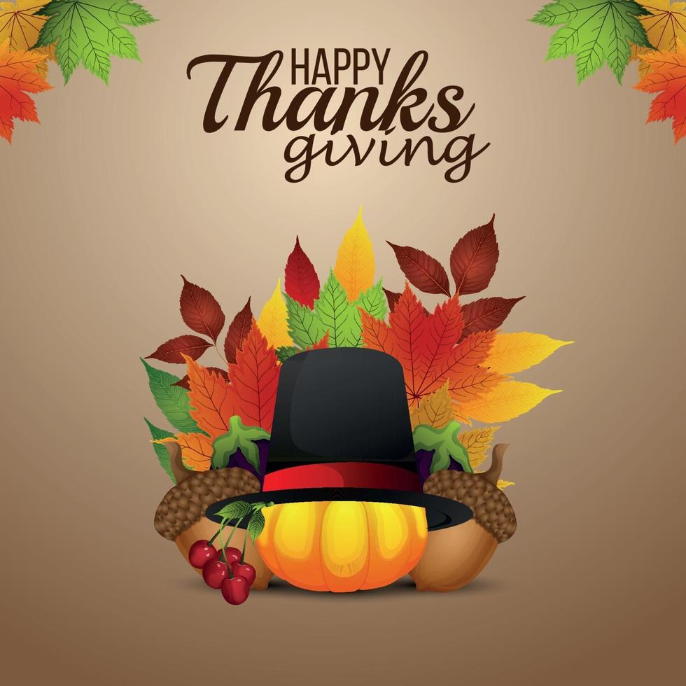 Happy thanksgiving day background with pumpkin and autumn leaf 2356176  Vector Art at Vecteezy