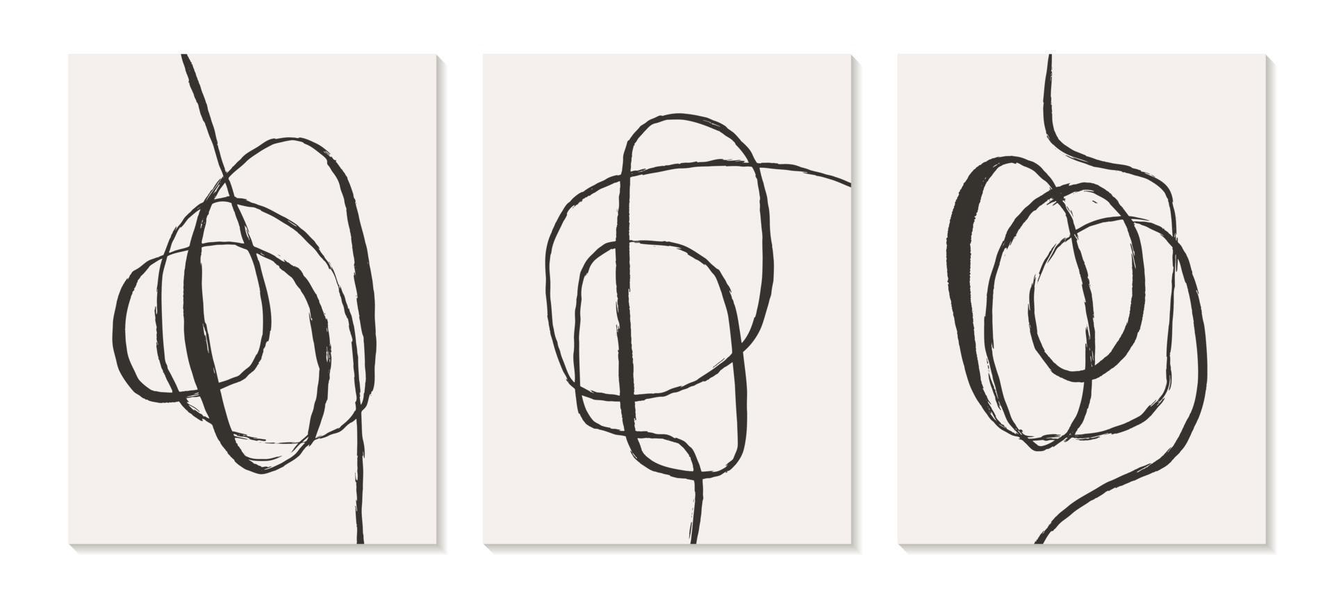 Contemporary templates with organic abstract shapes and line in retro colors. Pastel boho background in minimalist mid century style vector Illustration