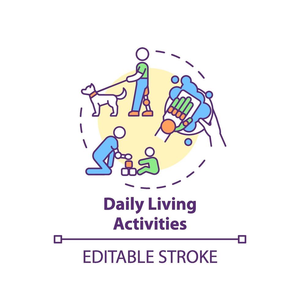 Daily living activities concept icon vector
