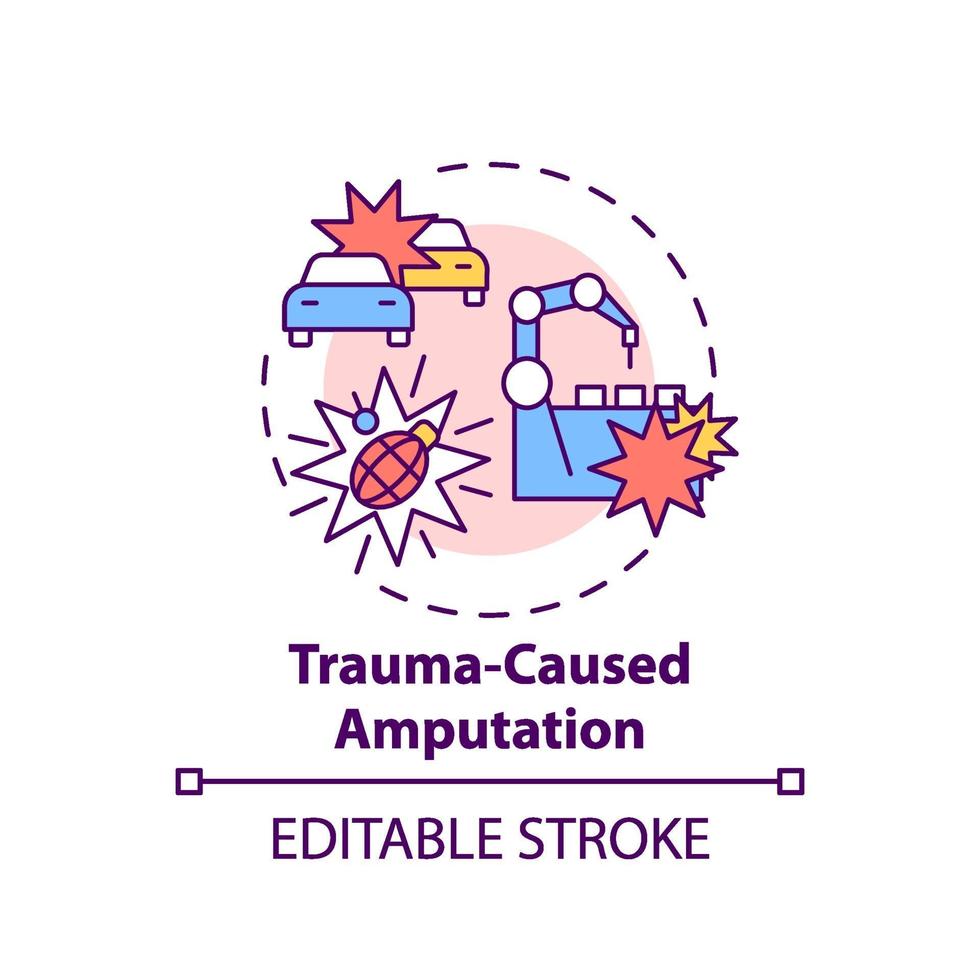 Trauma-caused amputation concept icon vector