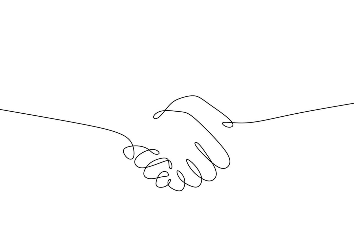 Continuous one line drawing of hand shake symbol vector