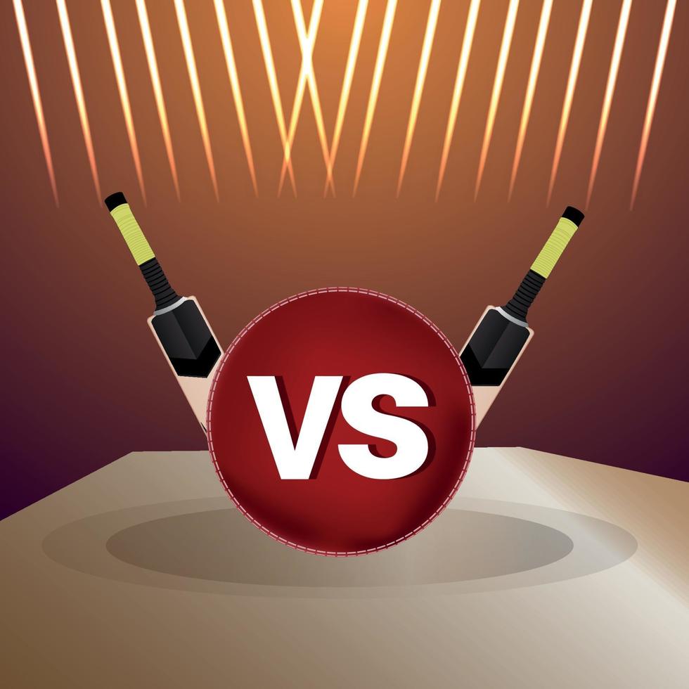 Cricket tournament  live match with cricket equipment with stadium background vector