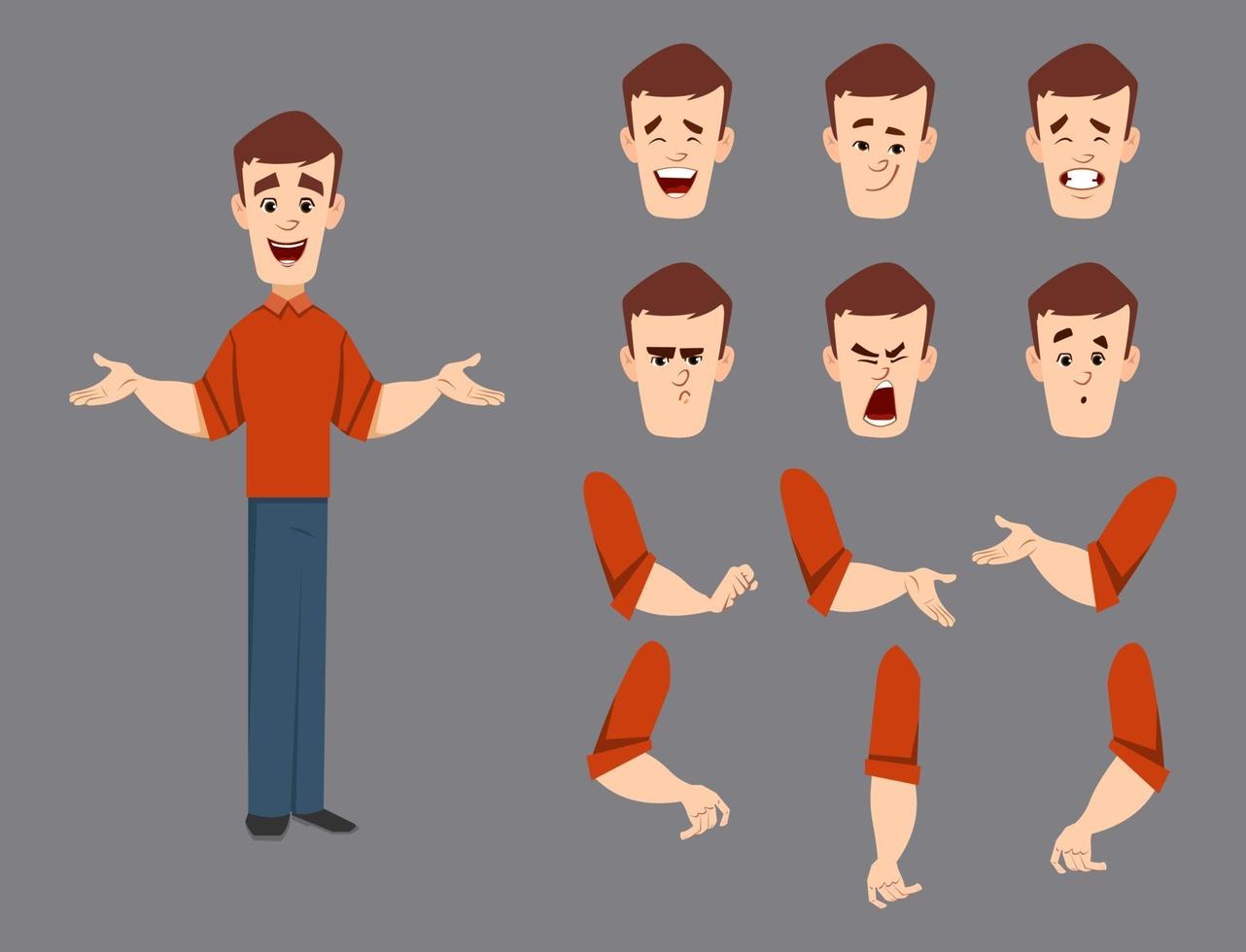 handsome man character set for your design, motion or animation. vector