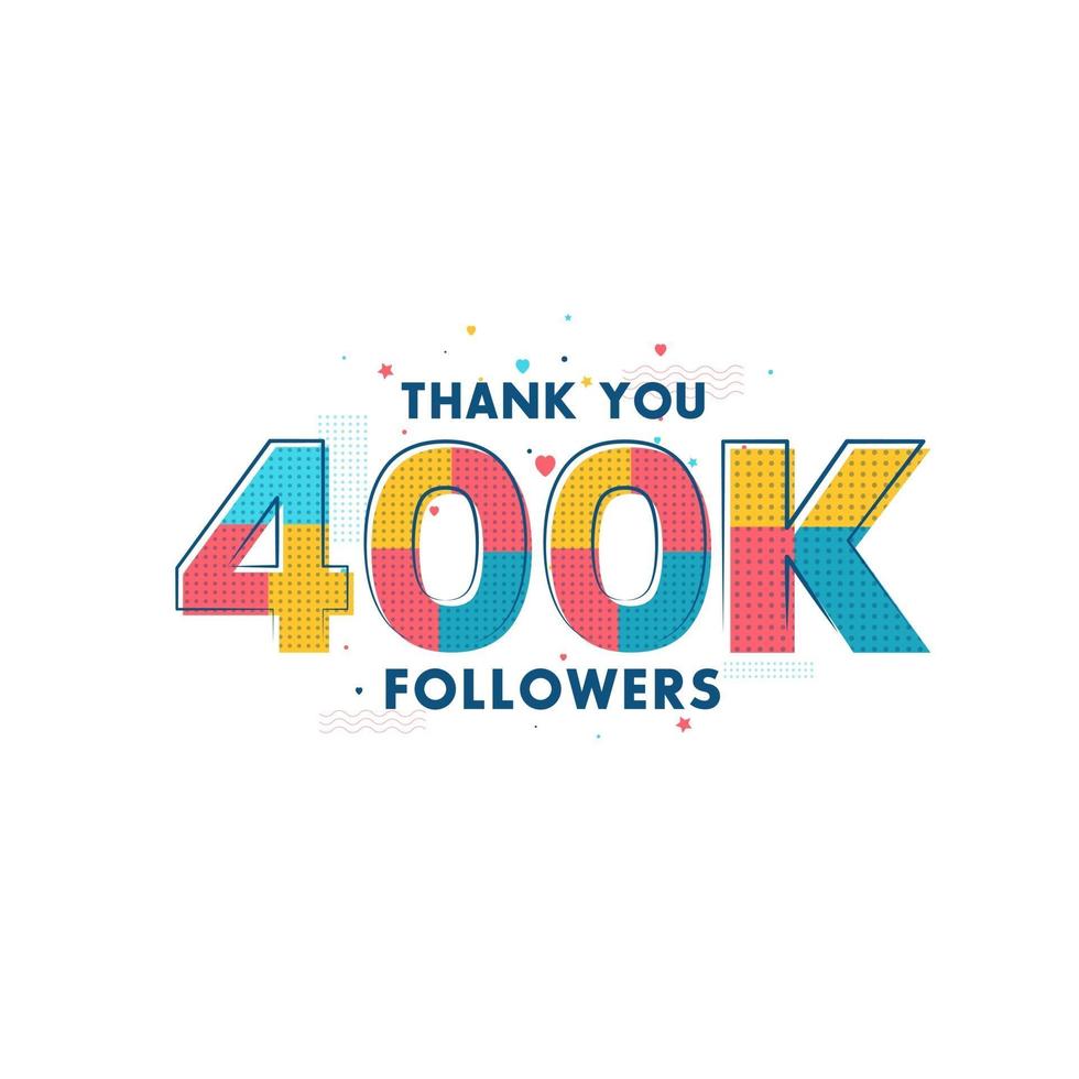 gracias 400k seguidores tarjeta de felicitación de celebración para 400000 seguidores sociales vector