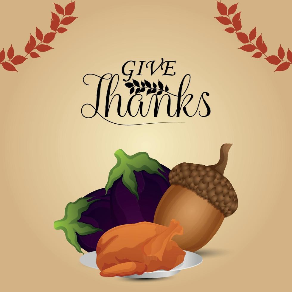 Vector illustration of thanksgiving invitation card