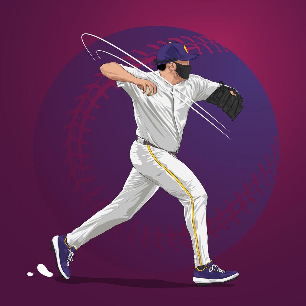 Lanzador de béisbol en temporada pandémica vector