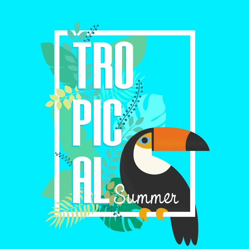Tropical bird Toucan with frame vector