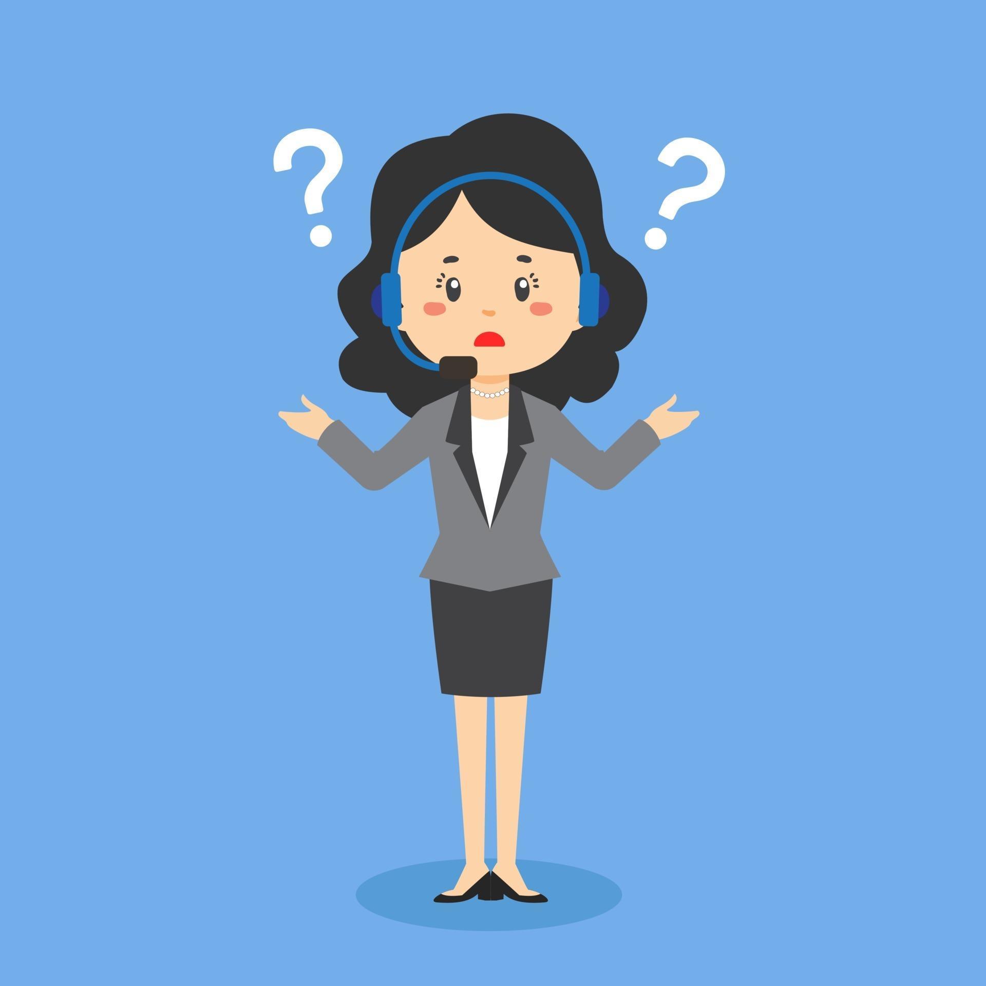Confused Call Center Operator with Question Mark 2361230 Vector Art at