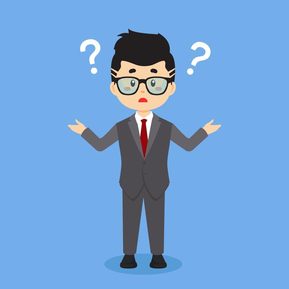 Confused Businessman with Question Mark vector