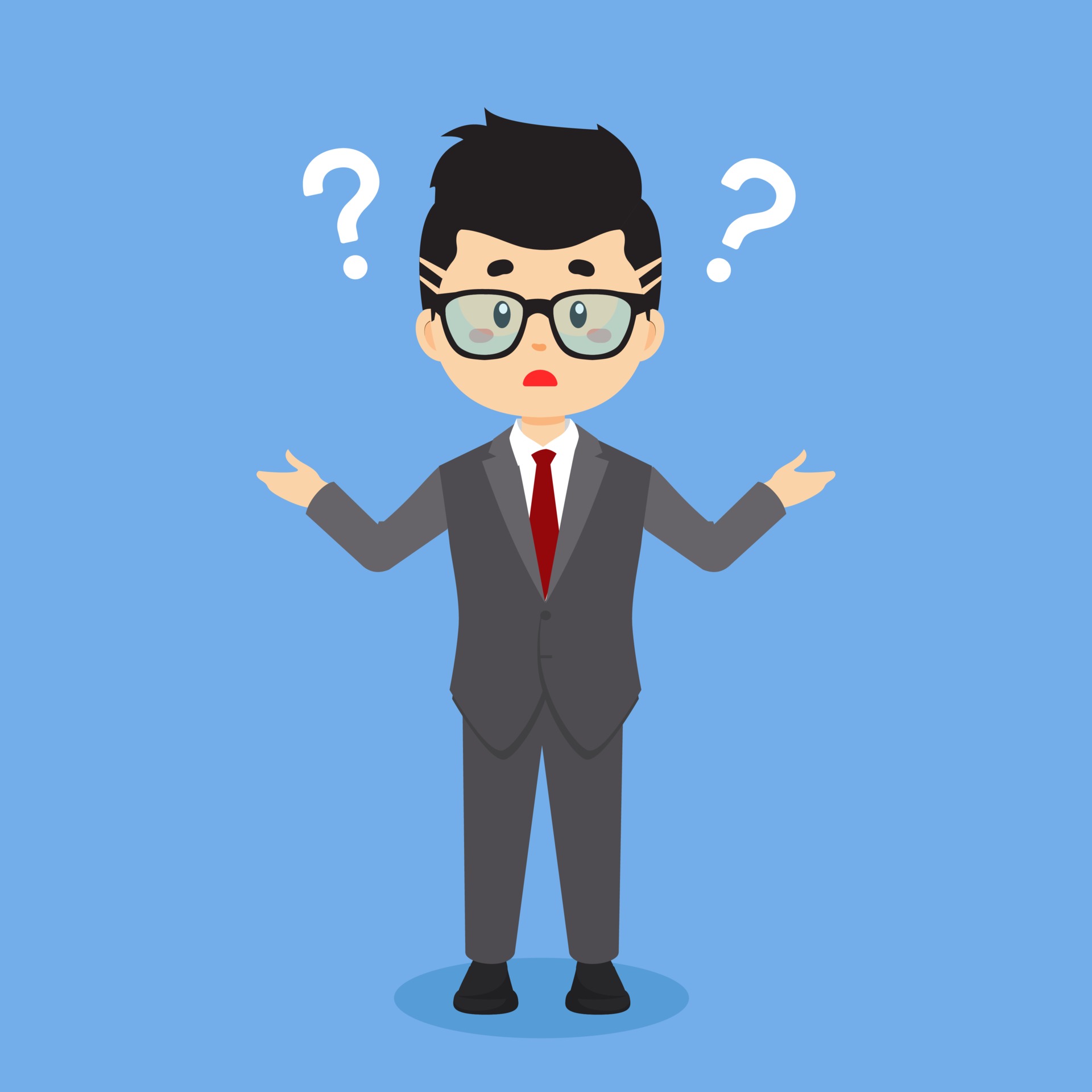 Confused Businessman with Question Mark 2361403 Vector Art at Vecteezy
