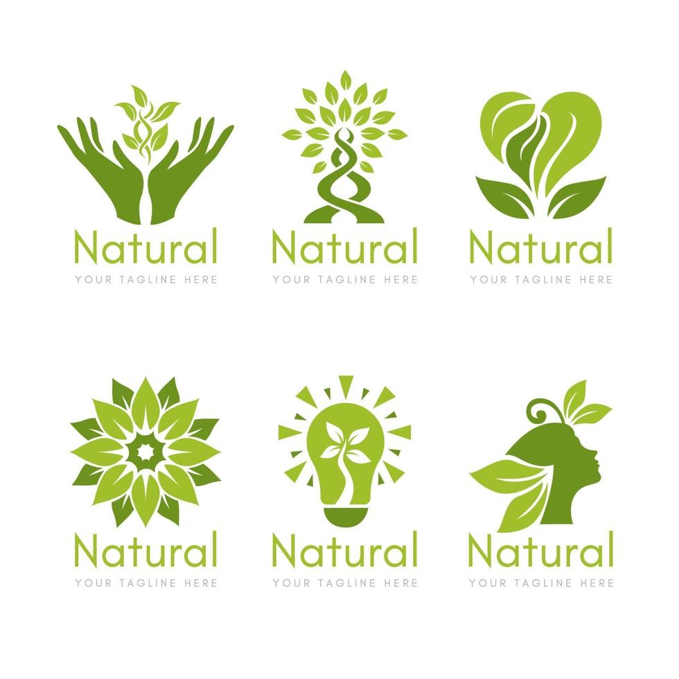 colección de logotipos naturales en diseño plano vector