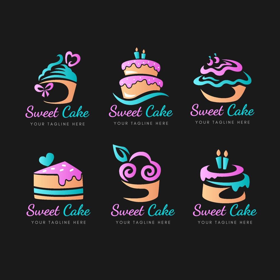 Cake Logo Collection in Gradient vector