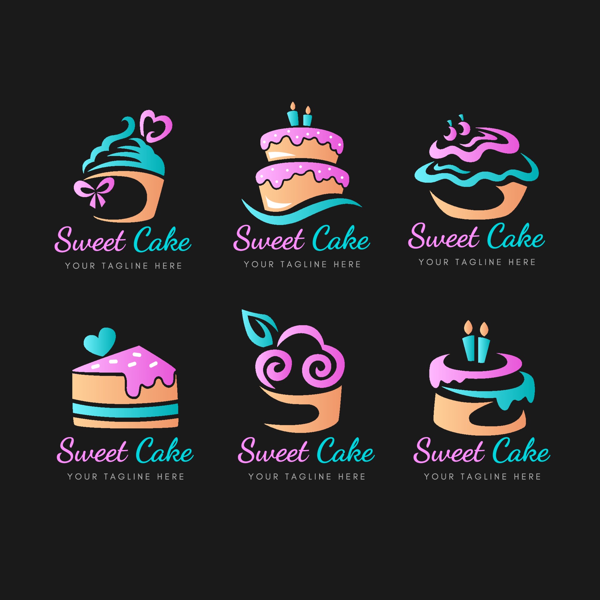 Cake Logo Collection In Gradient 2362933 Vector Art At Vecteezy