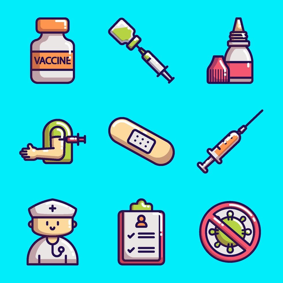 Icon Collections of Vaccination Covid-19 vector