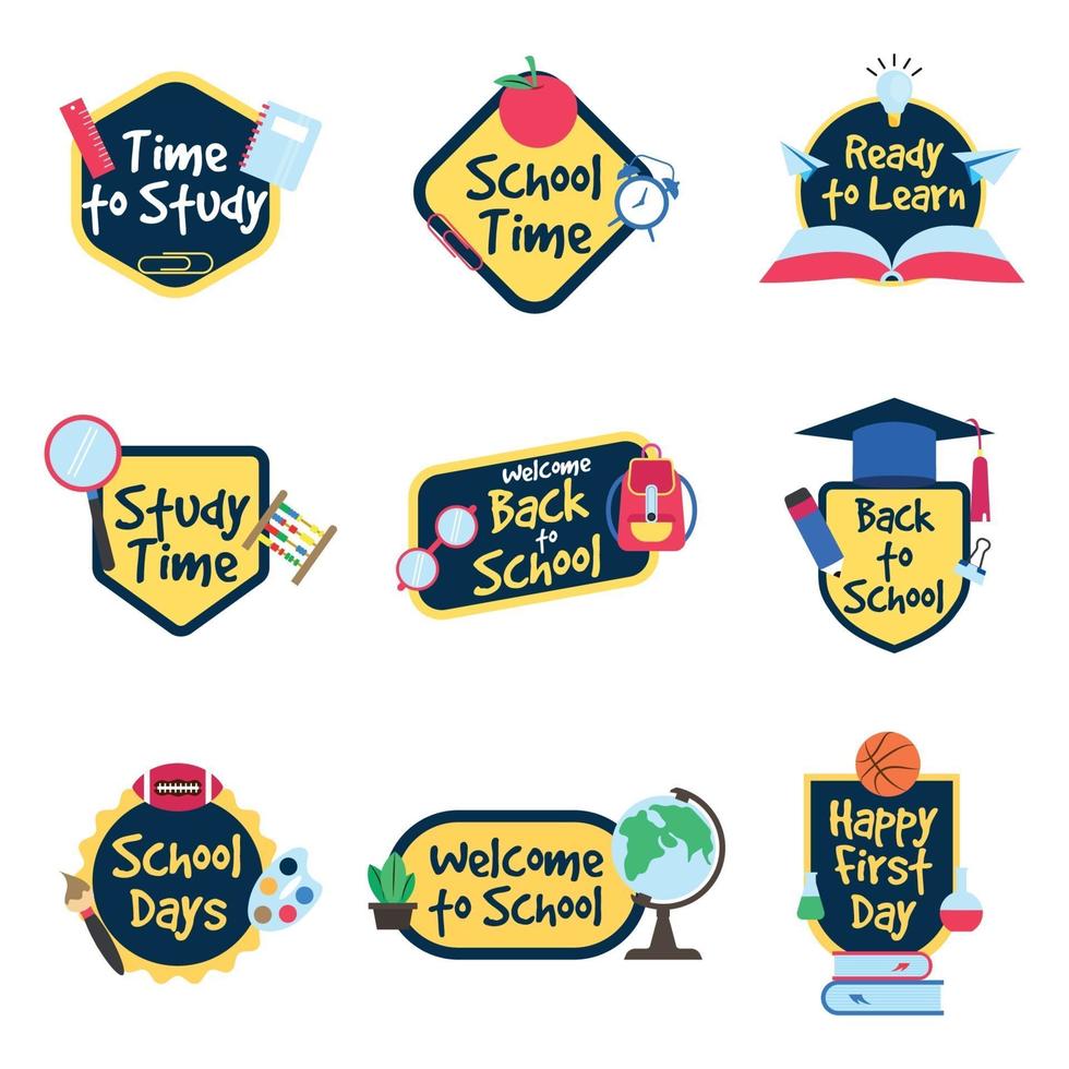 Flat Design School Activity Badges Collection vector