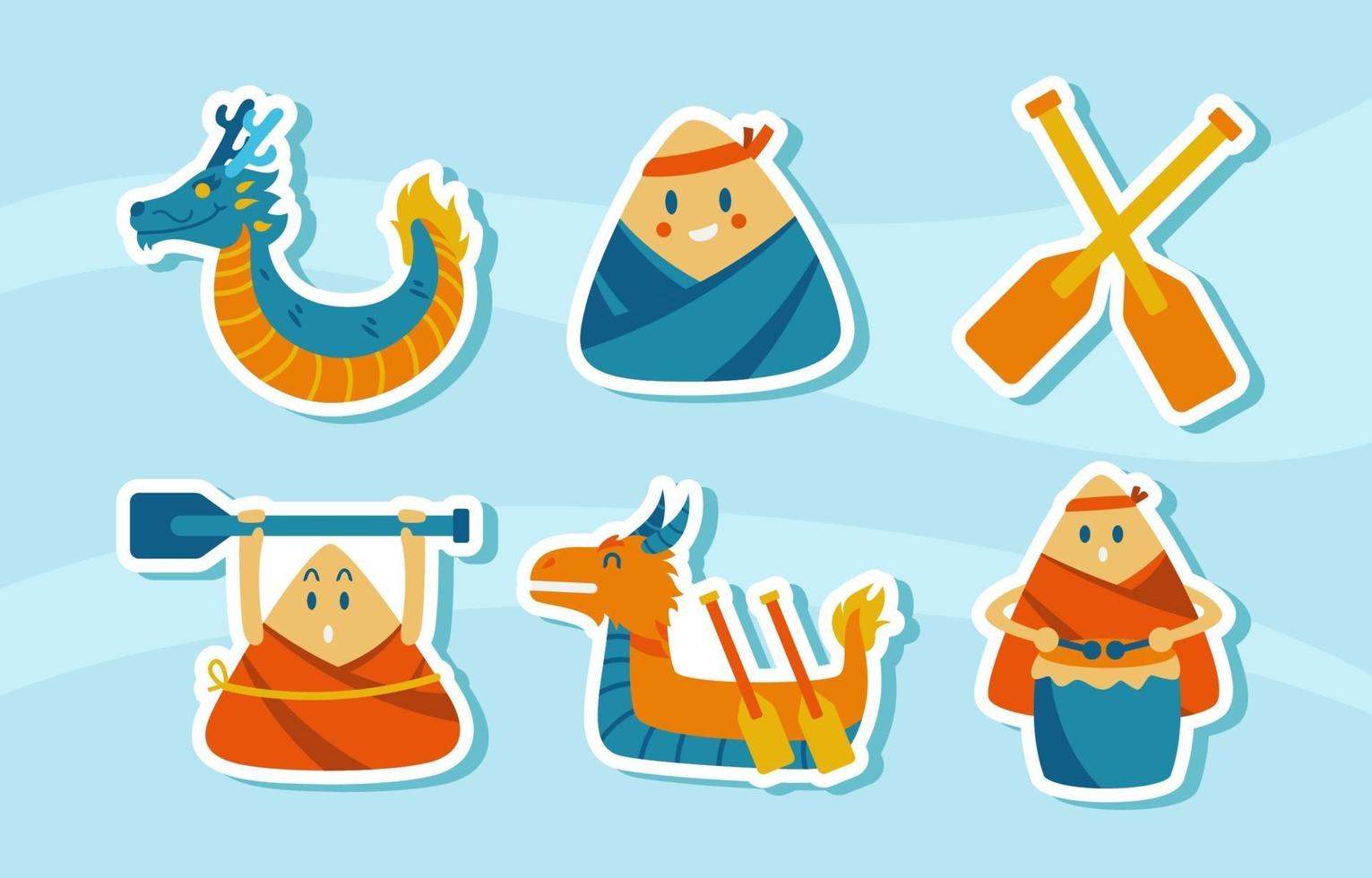 Dragon Boar Sticker Collection vector